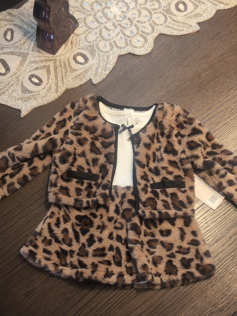 Leopard Faux-Fur Jacket & Dress in Cream